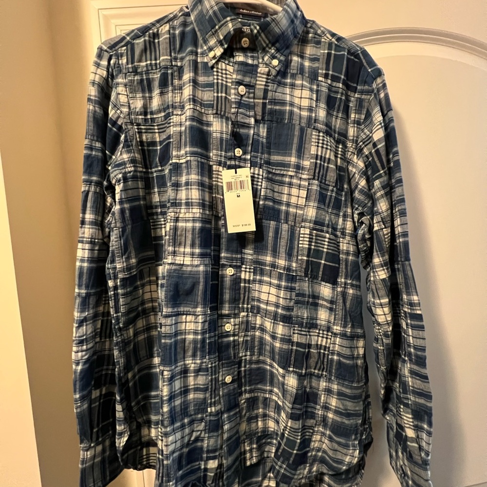 New Polo Ralph Lauren Blue and White Plaid Shirt
